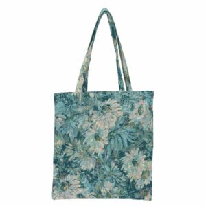 Katoenen tas met bloemen blauw